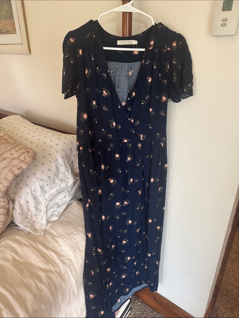 Christy Dawn Black Maxi Dress with Pink Floral Print